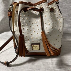 Dooney & Bourke Vintage White and Brown Bucket Bag